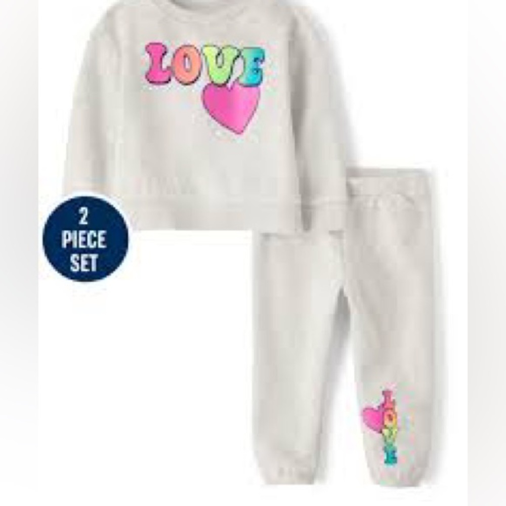 Kids Love Pajama Set - White with Colorful Accents